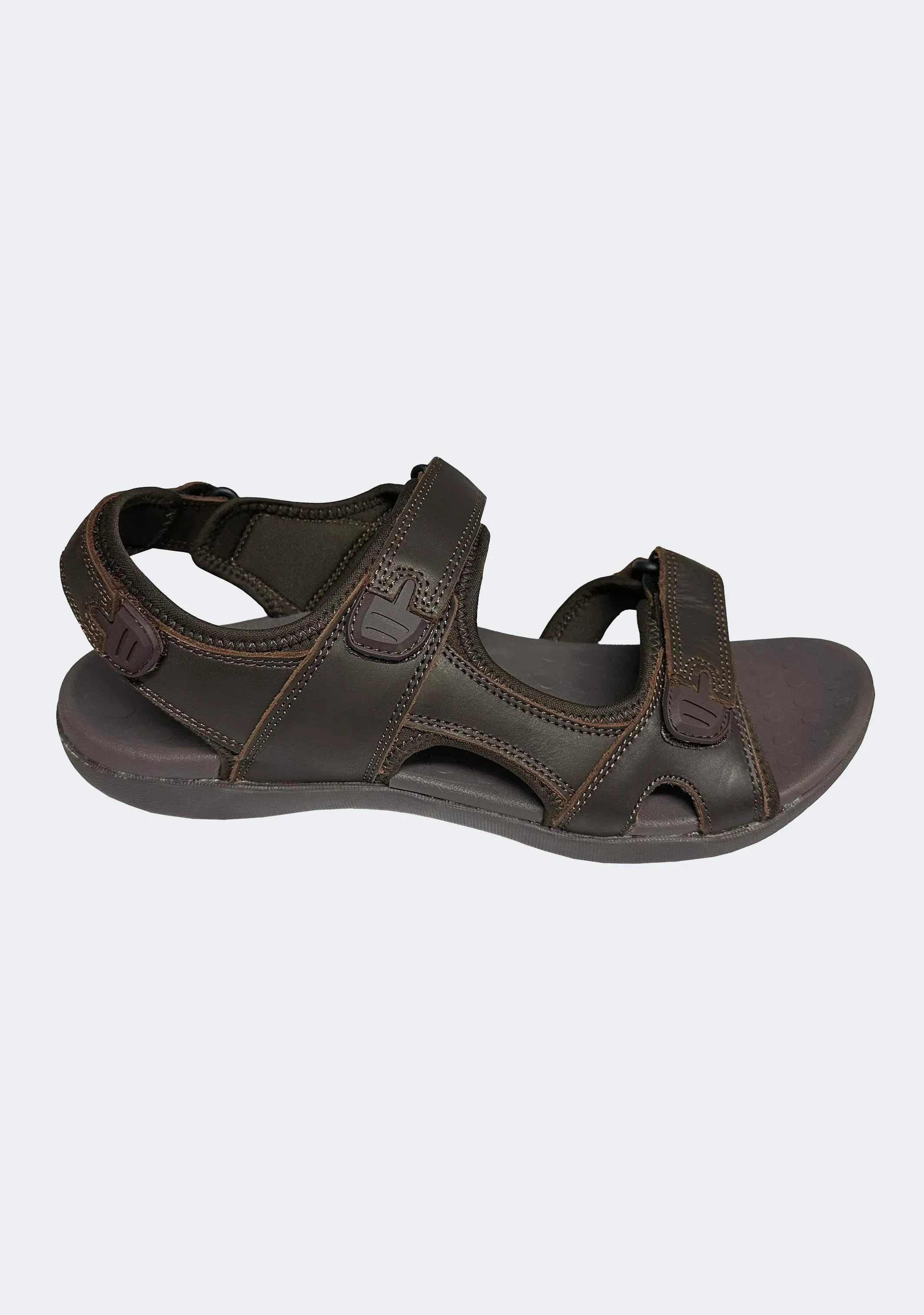 Scholl Men's Orthaheel Brown Leather Back Strap Sandals