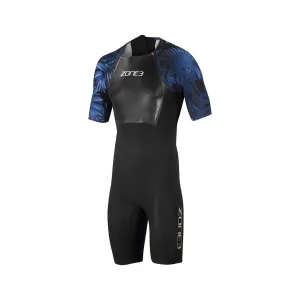 Short Wetsuit Zone3 Tropical Palm Black Blue