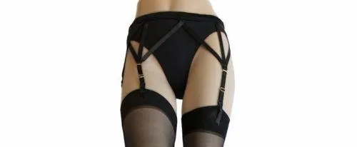 Silky Cross Strap Black  Suspender Belt