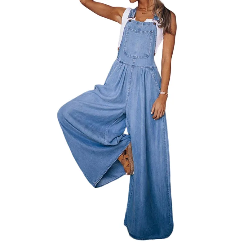 Sleeveless Denim Bib Pants