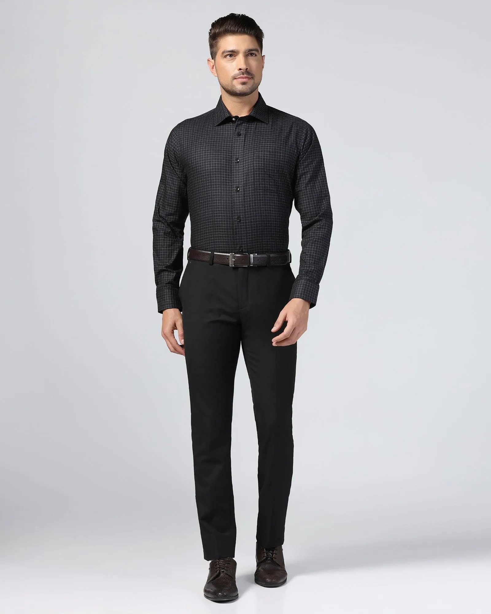 Slim Comfort B-95 Formal Black Textured Trouser - Tesla