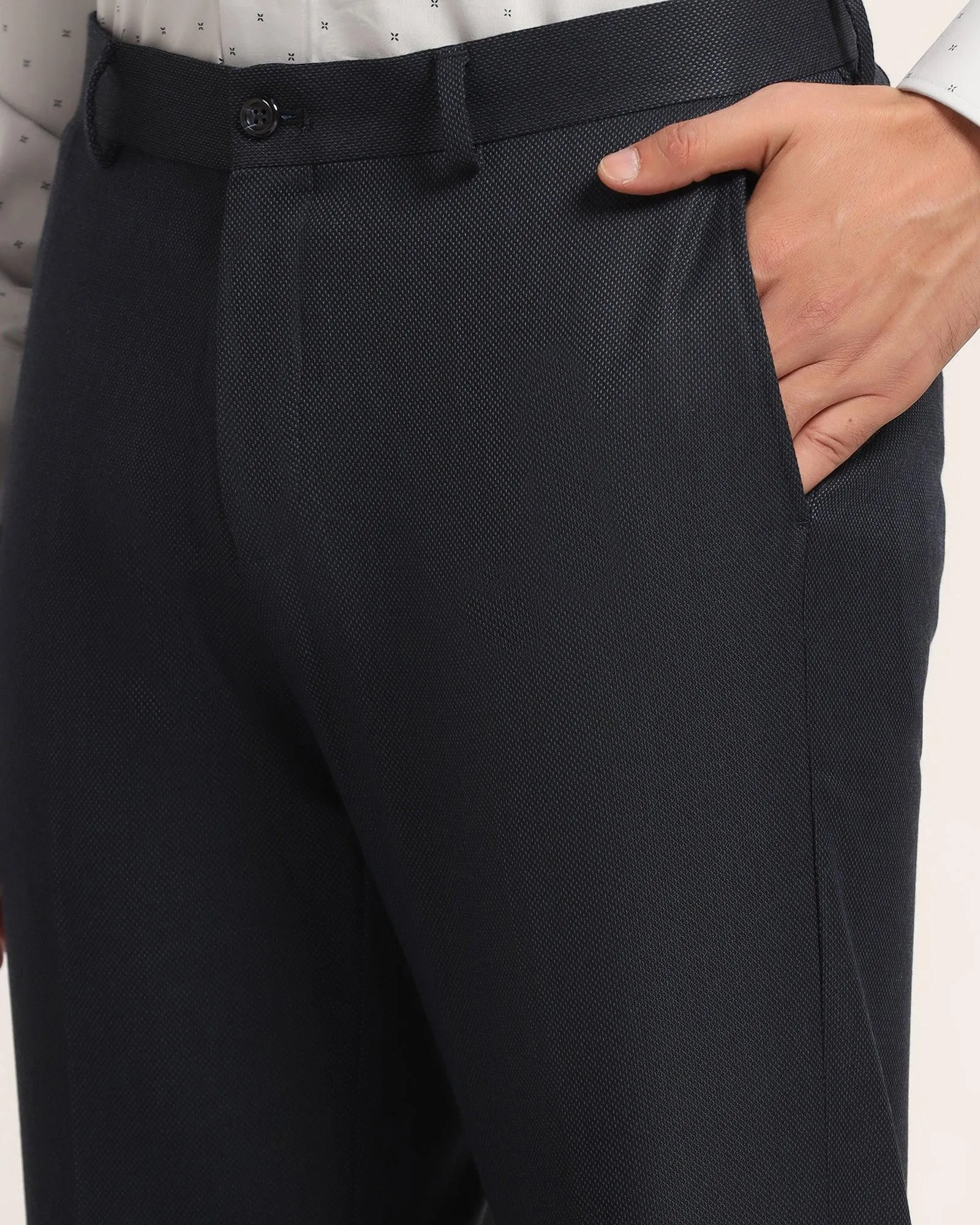 Slim Comfort B-95 Formal Navy Textured Trouser - Vegas