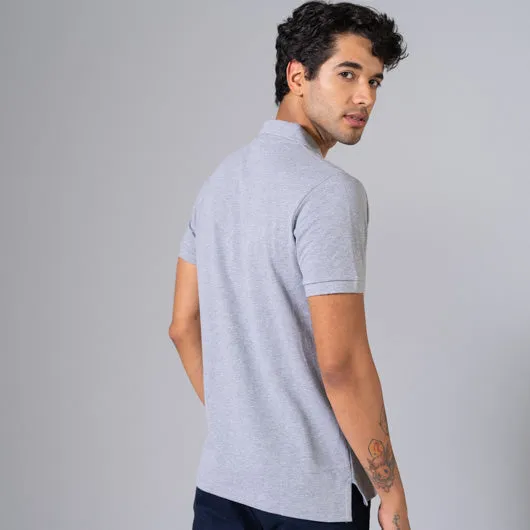 Smokey Trail Light Grey Cotton Polo T-Shirt