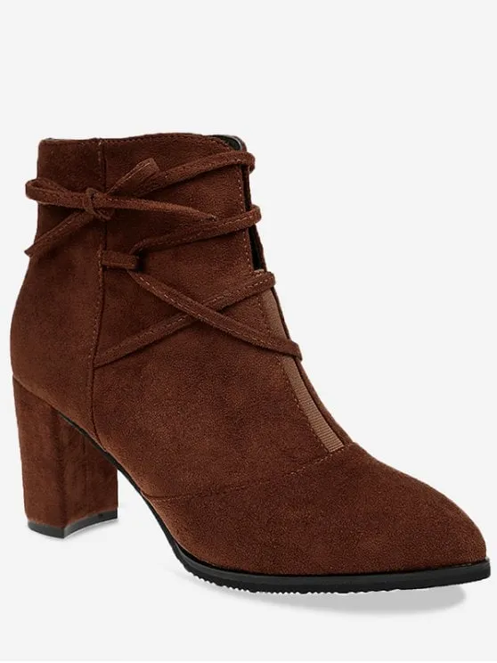 Stunning Pointed Toe Criss Cross Ankle Boots