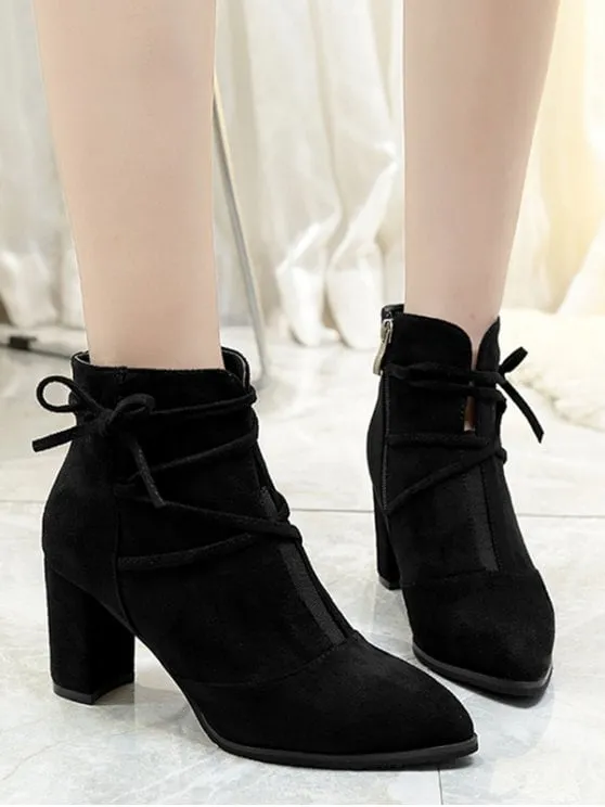 Stunning Pointed Toe Criss Cross Ankle Boots