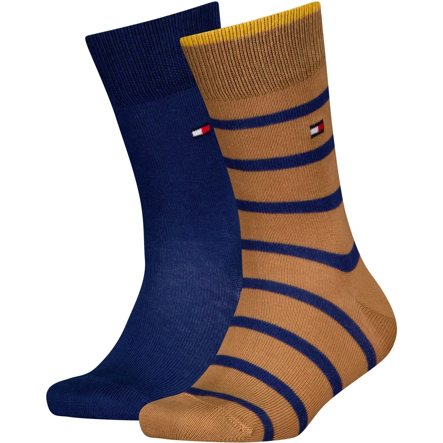 Tommy Hilfiger Classic Khaki/Blue Kids Socks 2-Pack Breton Stripe