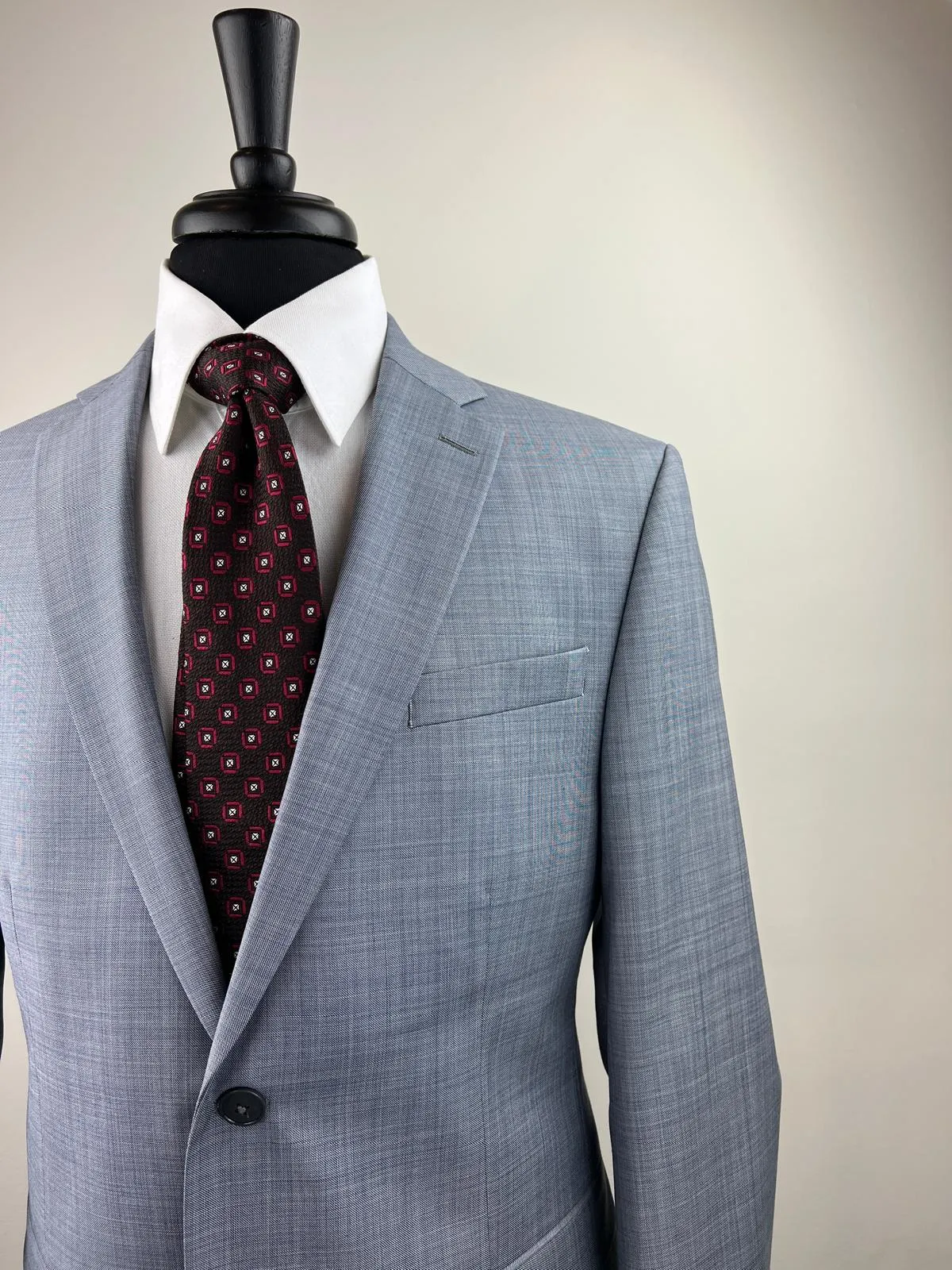 Two Piece Slim Fit Grey Blue Suit