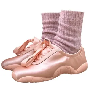 Uniwim Gift Balletcore Aesthetic Satin Bow Sneakers