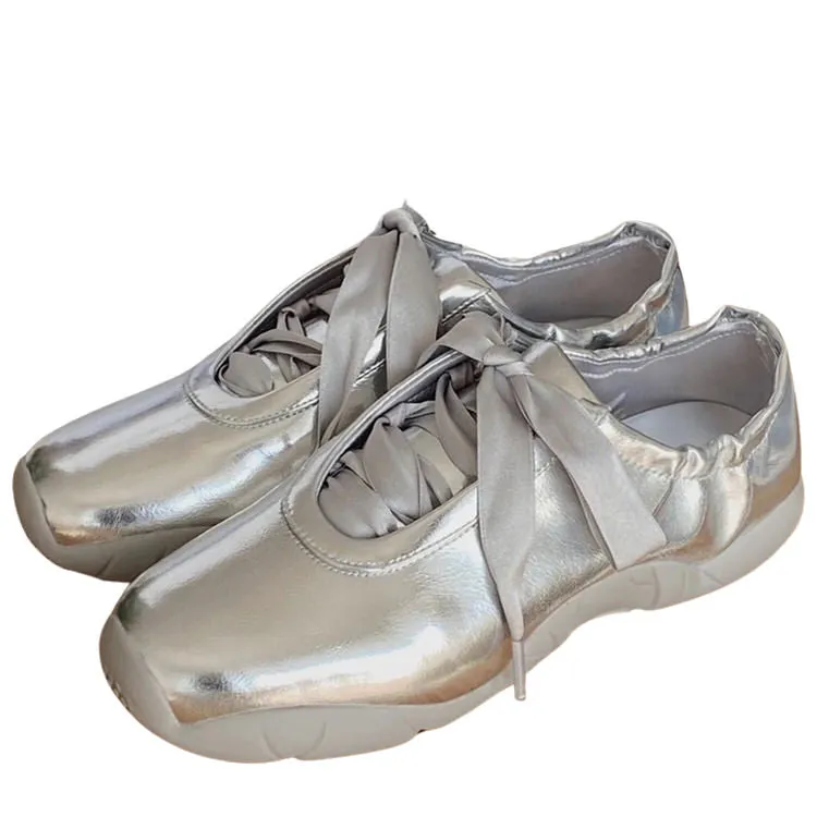 Uniwim Gift Balletcore Aesthetic Satin Bow Sneakers