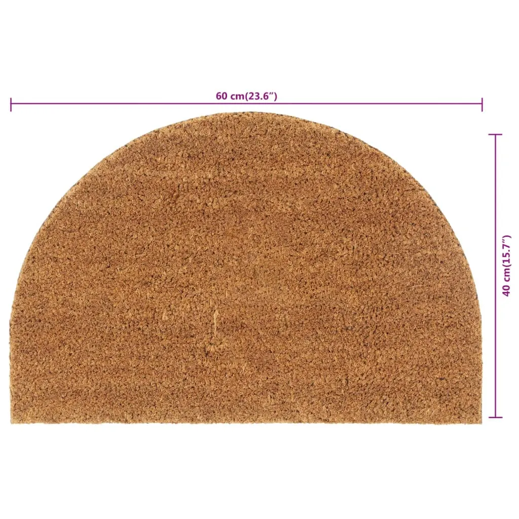 vidaXL Door Mat Natural Half Round 40x60 cm Tufted Coir