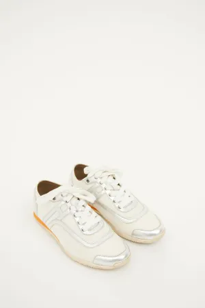 White & Silver Nylon Low Top Sneaker