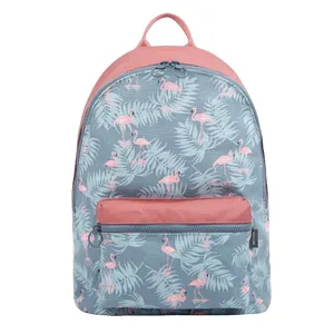 Women Flamingo Cartoon Printing Backpack Floral Casual Girl School Bag