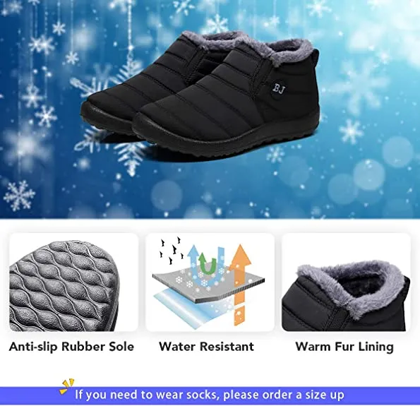 Women's Boots Slip On Winter Shoes, Waterproof Ankle Boots