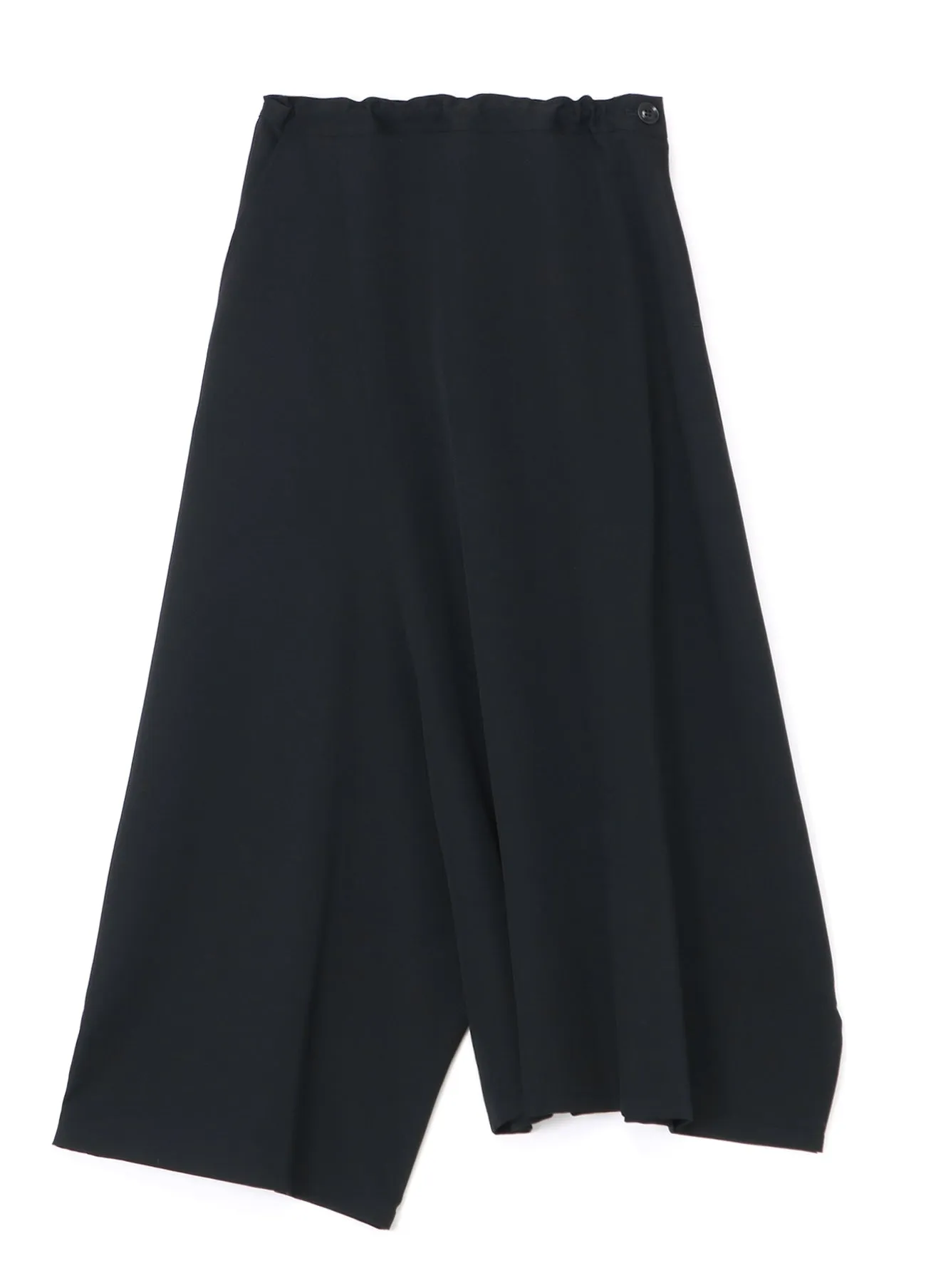 WOOL GABARDINE ASYMMETRIC FLARED PANTS