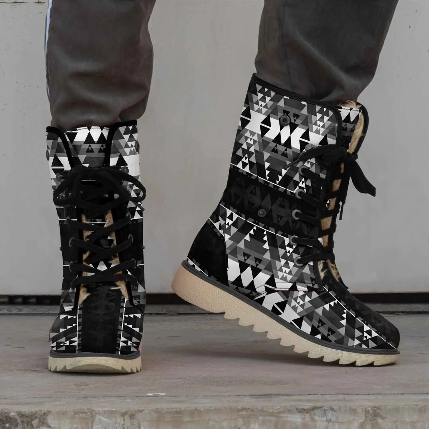 Writing on Stone Black and White Polar Winter Boots