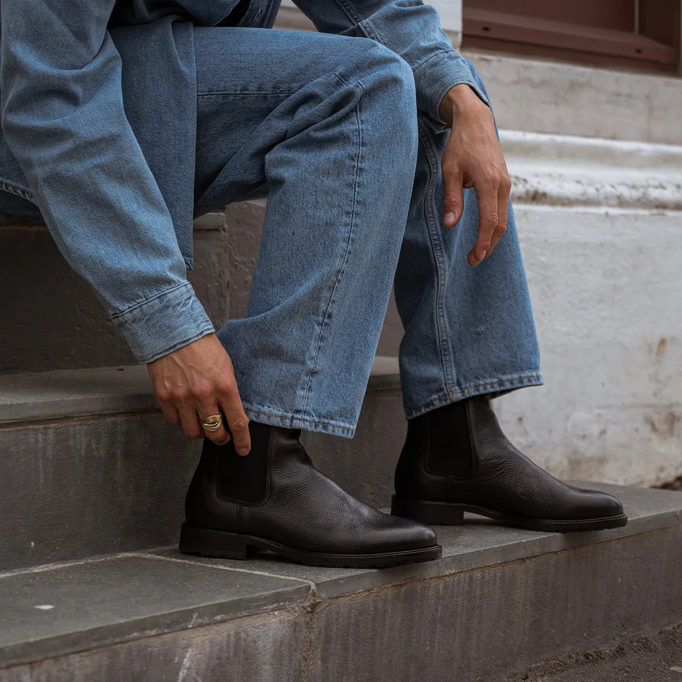 York chelsea boot leather - BLACK