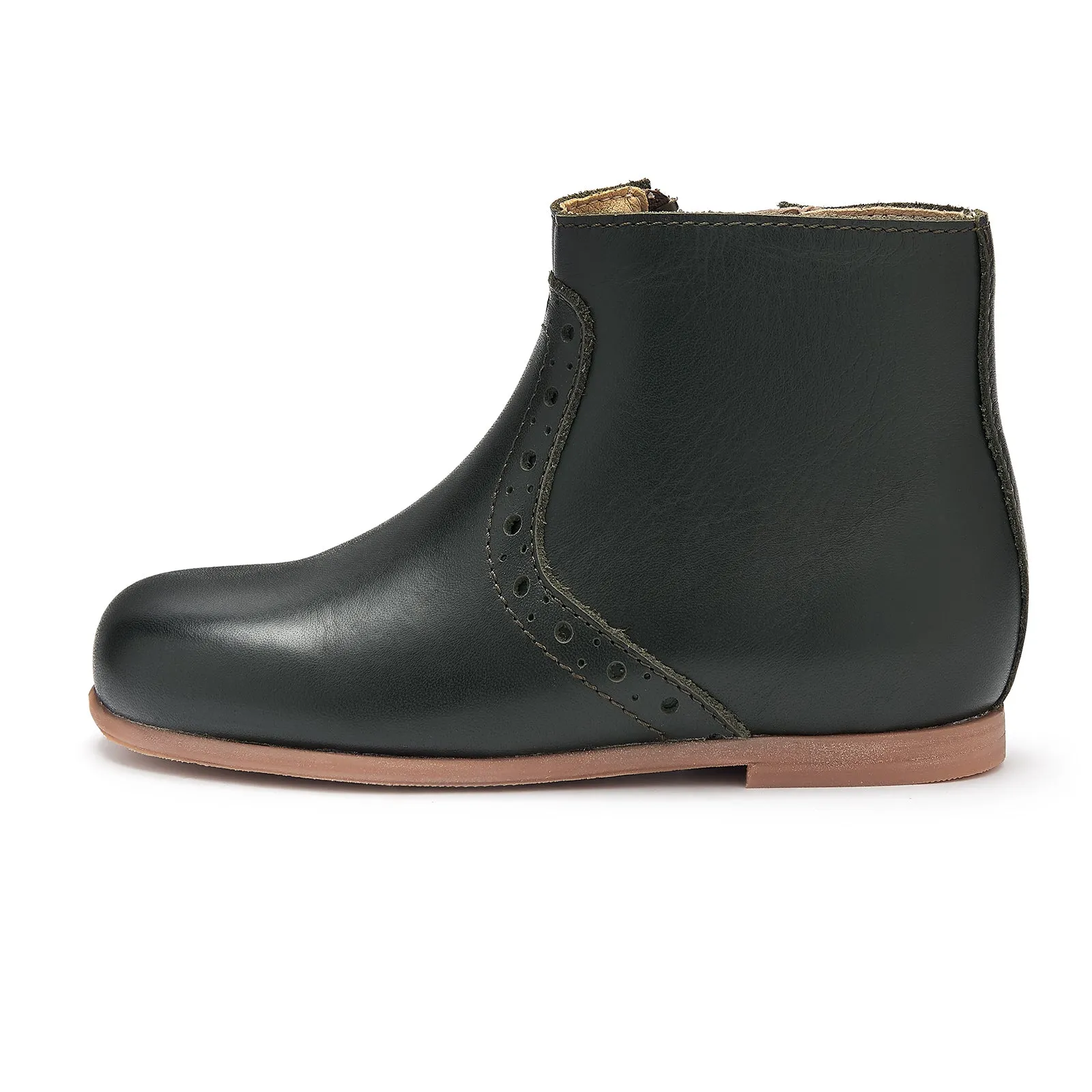 Young Soles Roxy Pixie Leather Boots - Black/Hunter Green