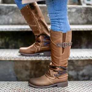 Zipper belt buckle boots