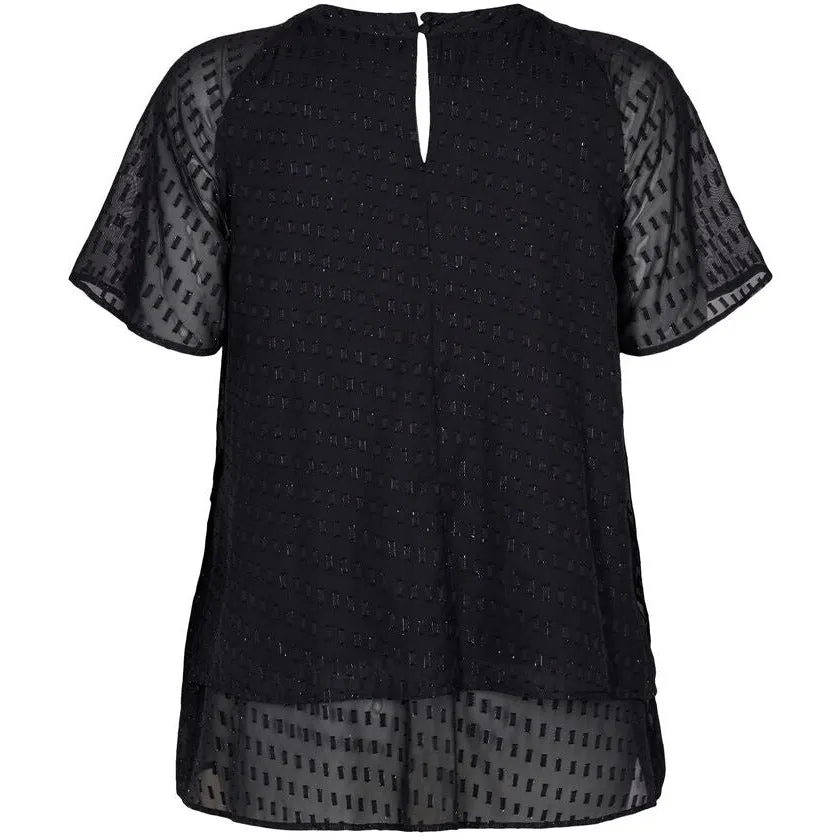 Zizzi Patterned Chiffon Blouse in Black